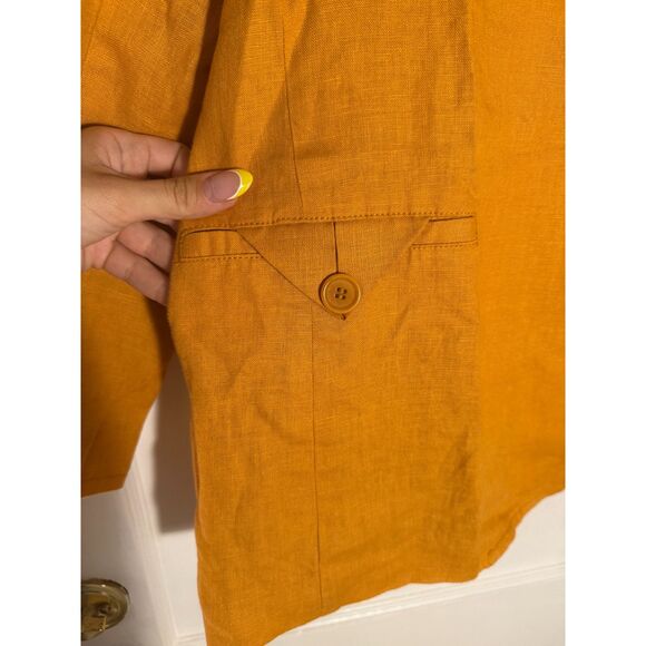 Madewell Orange Linen Oversized Double Breasted Blazer NWT Size Small - Picture 8 of 9